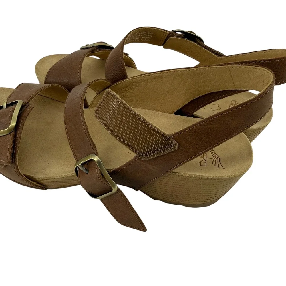 Dansko Trinity Womens Brown Leather Sandals Buckle Slingback Shoes Size 39 (8)